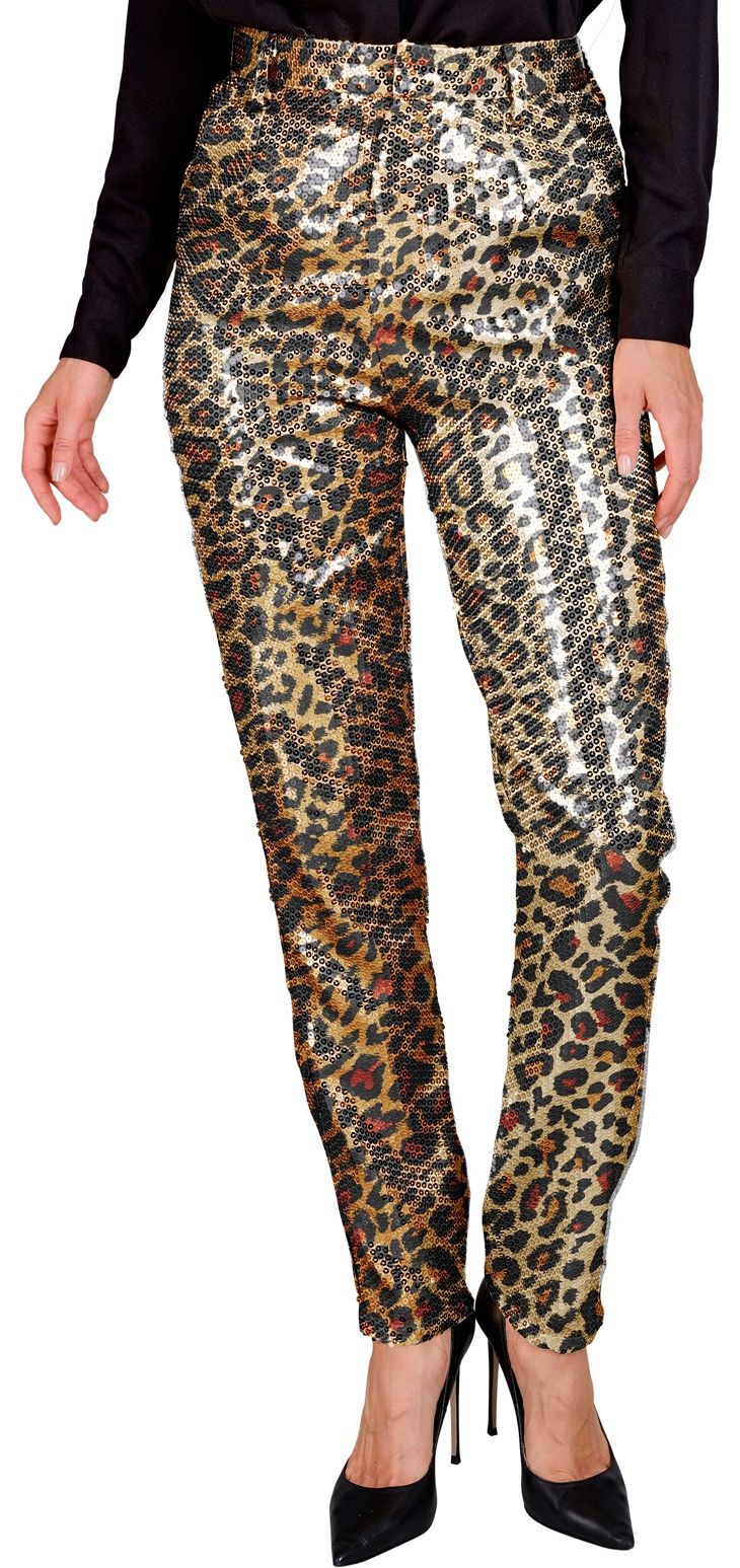 Broek panterprint pailletten vrouwen