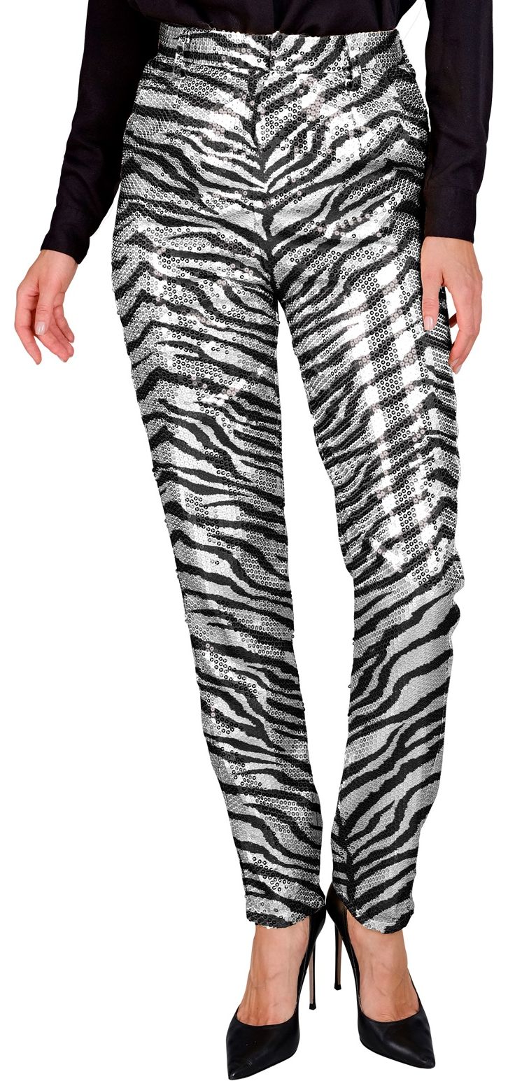 Broek zebraprint pailletten vrouwen