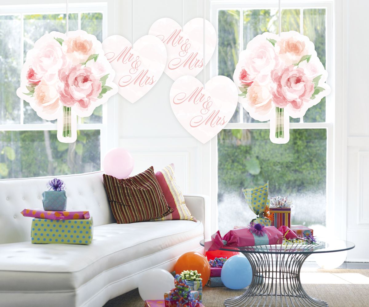 Bruiloft roze rozen hangdecoratie