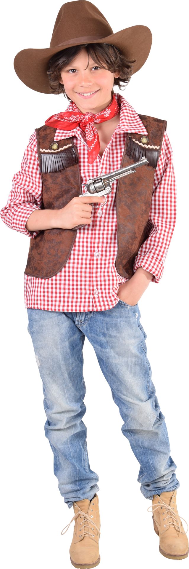 Bruin cowboy vest jongens/meisjes