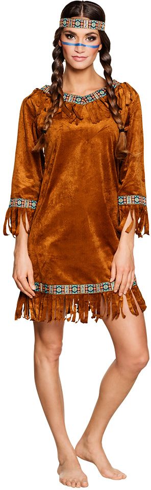 Bruin fluweel indianen jurkje vrouwen