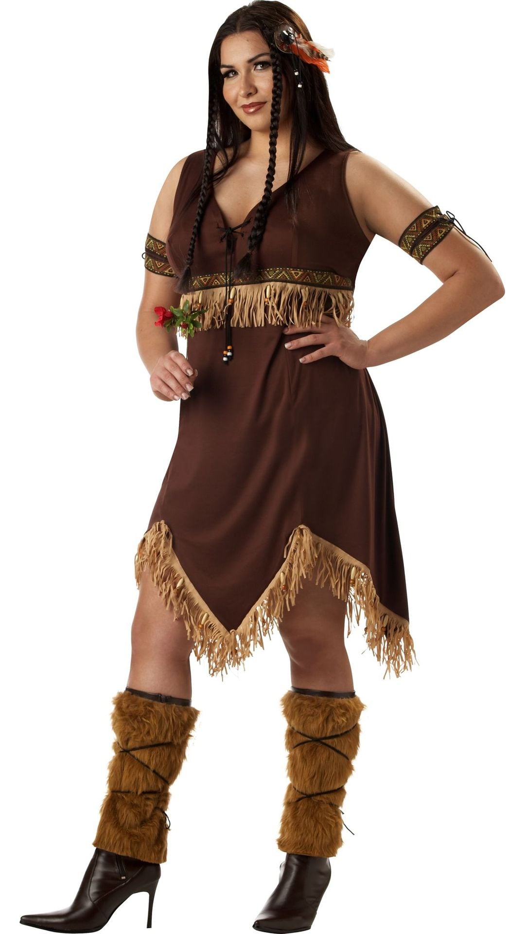 Bruin indianen jurkje plus size