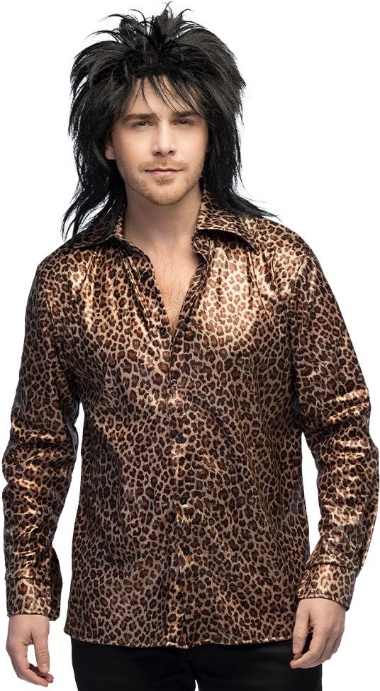 Bruin Luipaard Shirt Heren Glimmend