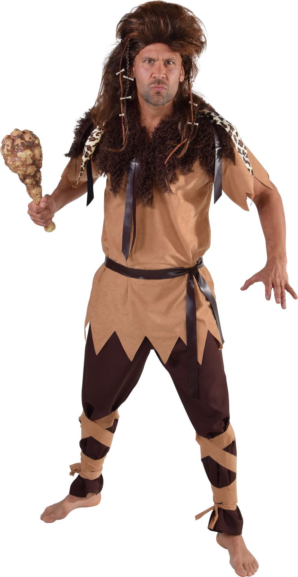 Bruin neanderthaler kostuum man