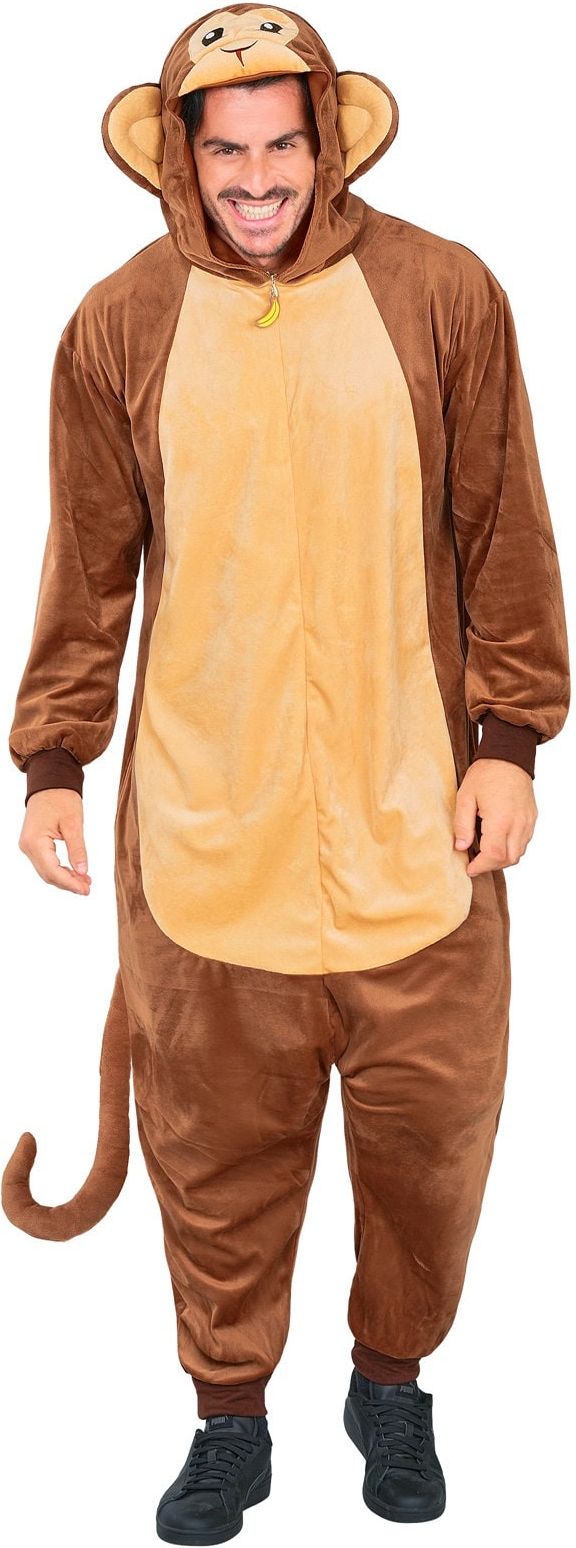 Bruine Aap Onesie Volwassenen