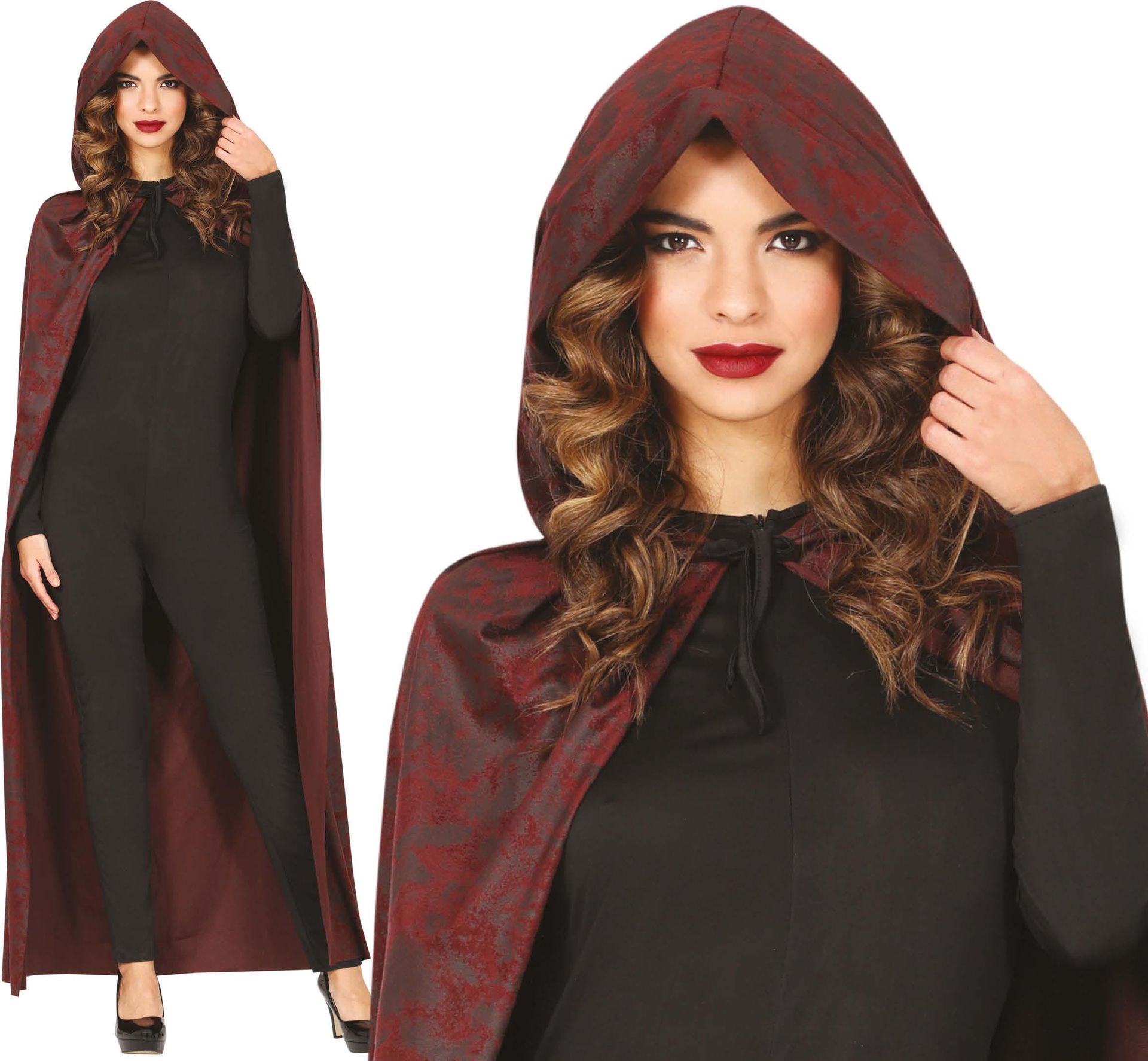 Bruine cape met capuchon 120 cm