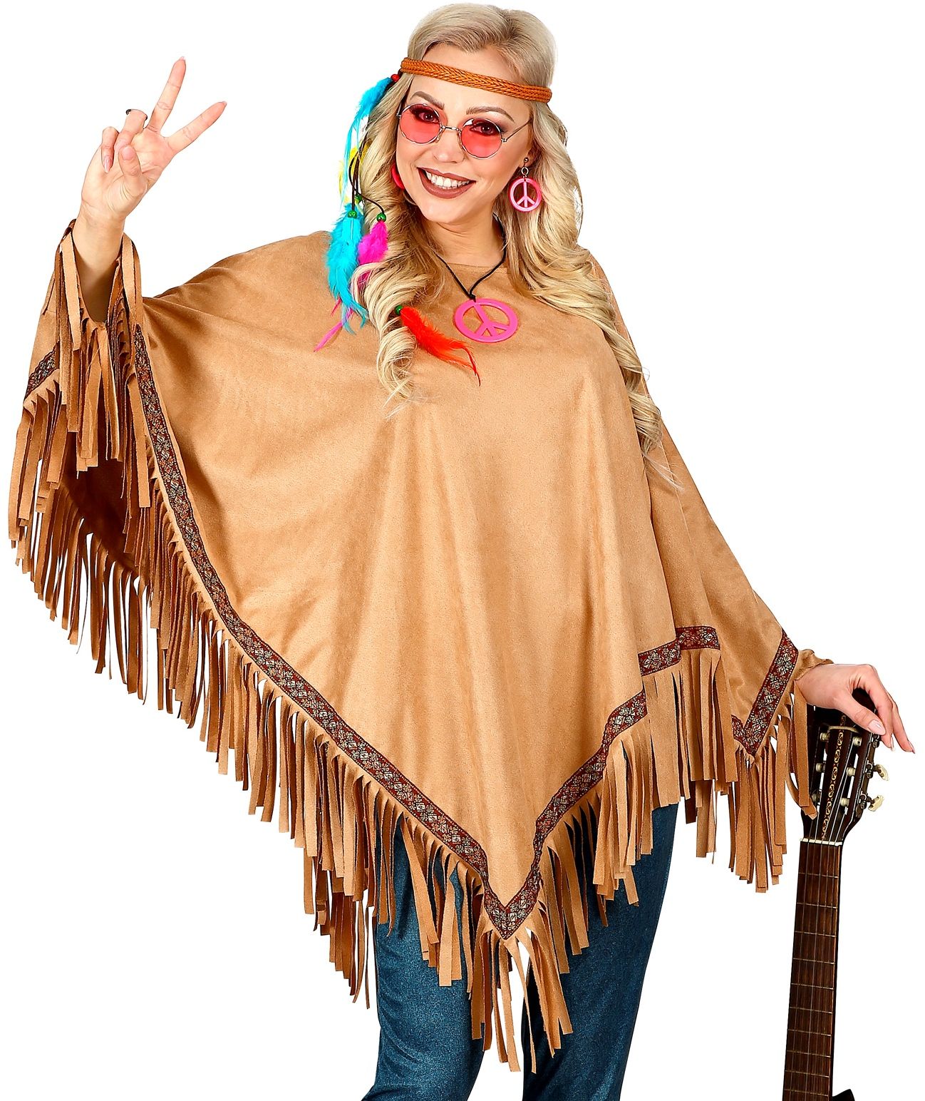 Bruine hippie poncho