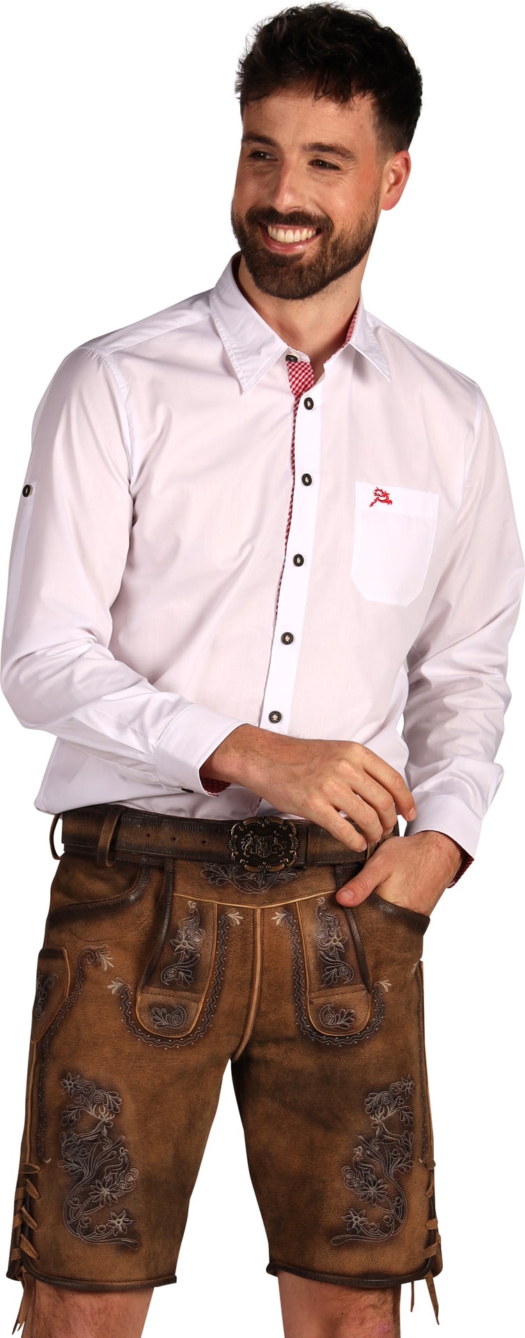 Bruine Leren Oktoberfest Tiroler Broek Heren