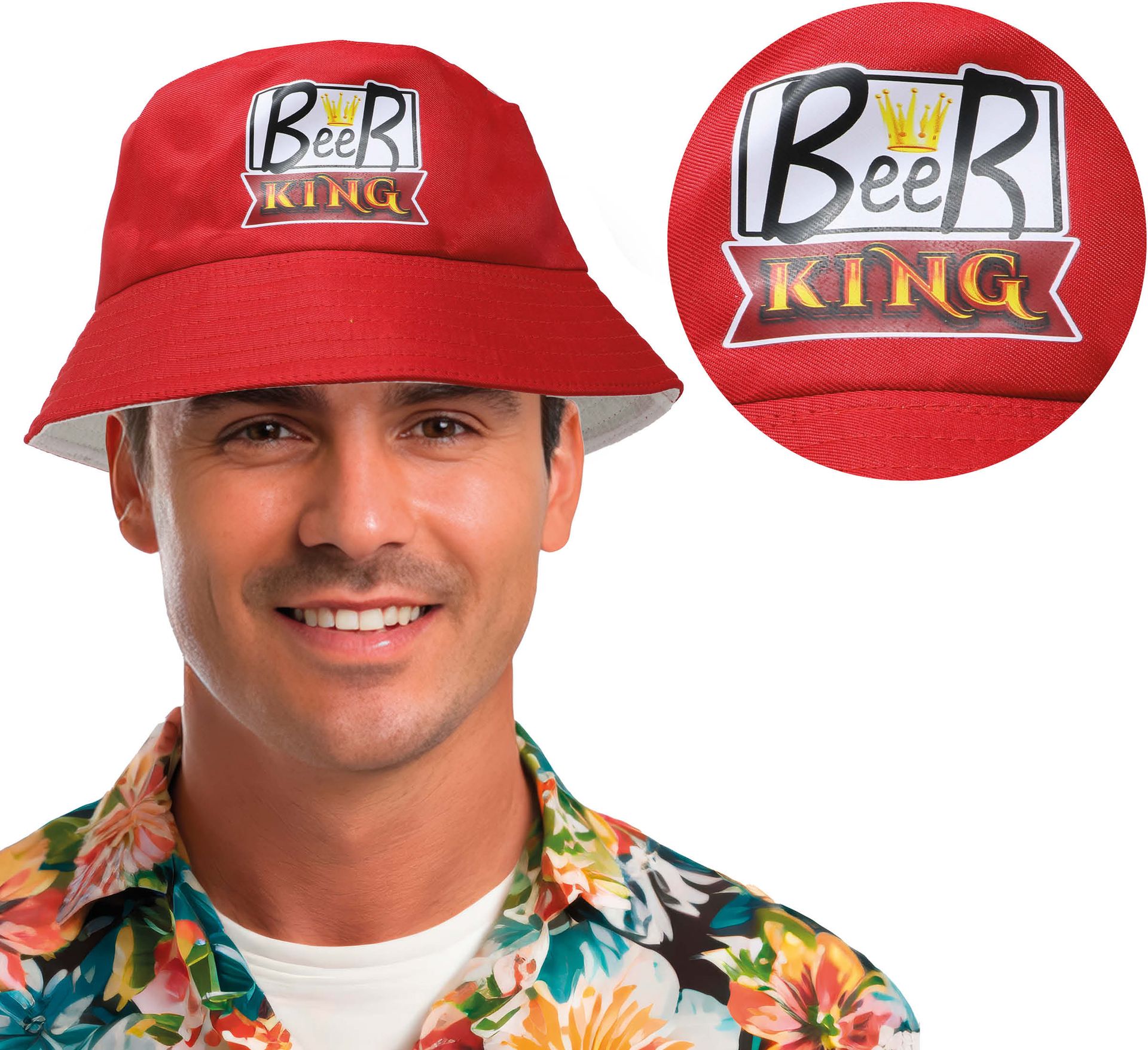 Bucket Hat Beer King Rood