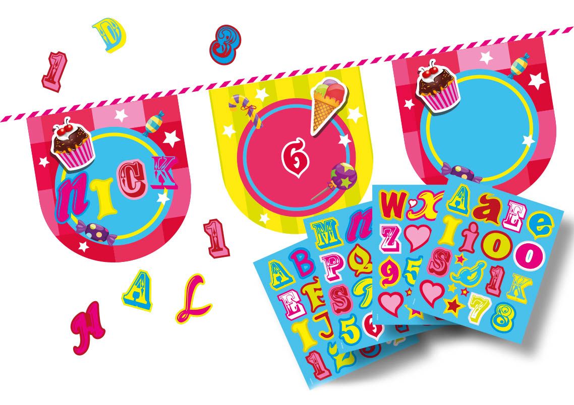 Cake en Candy Letterslinger met Stickers 4 meter