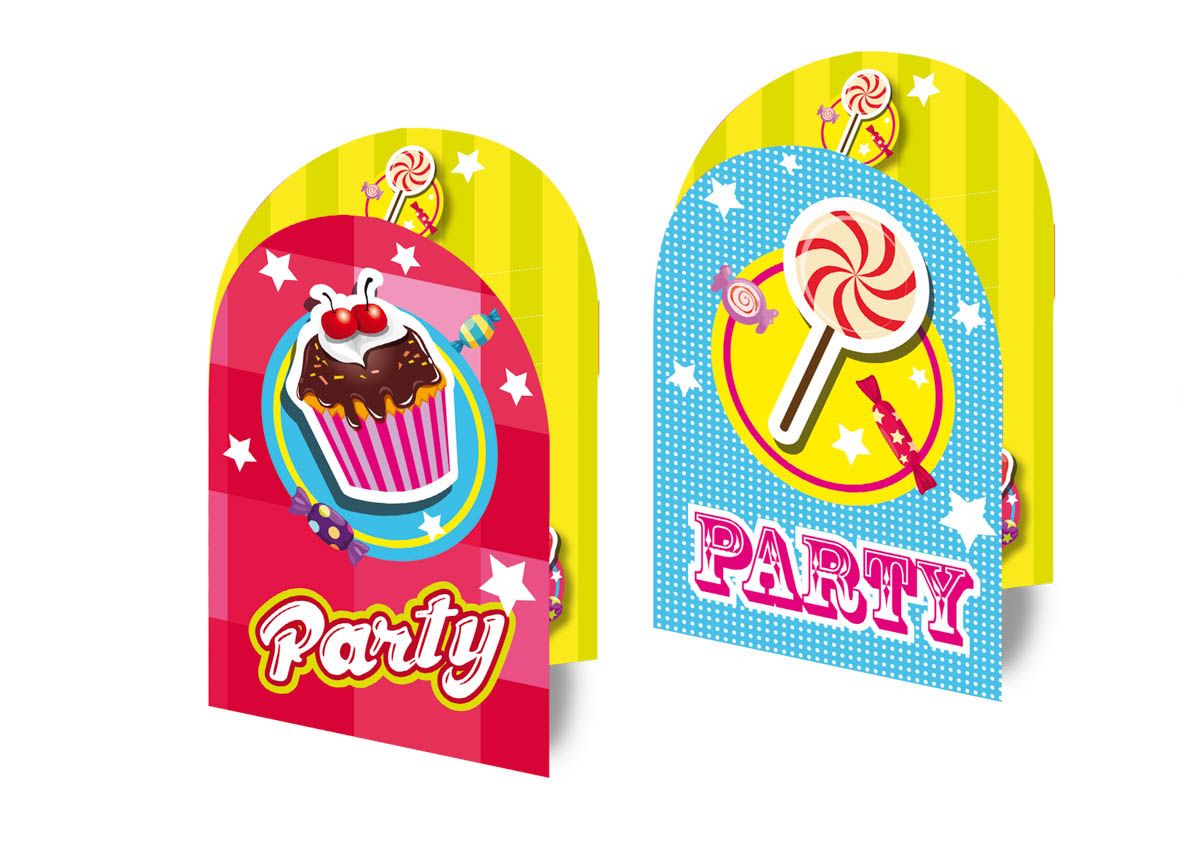 Cake en Candy uitnodigingskaarten