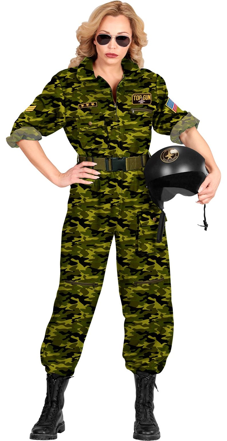 Camouflage top gun kostuum vrouwen
