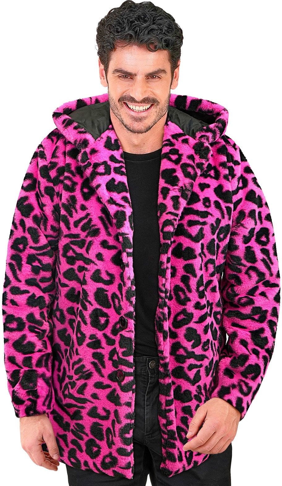 Carnaval Festival Bontjas Roze Panterprint Heren