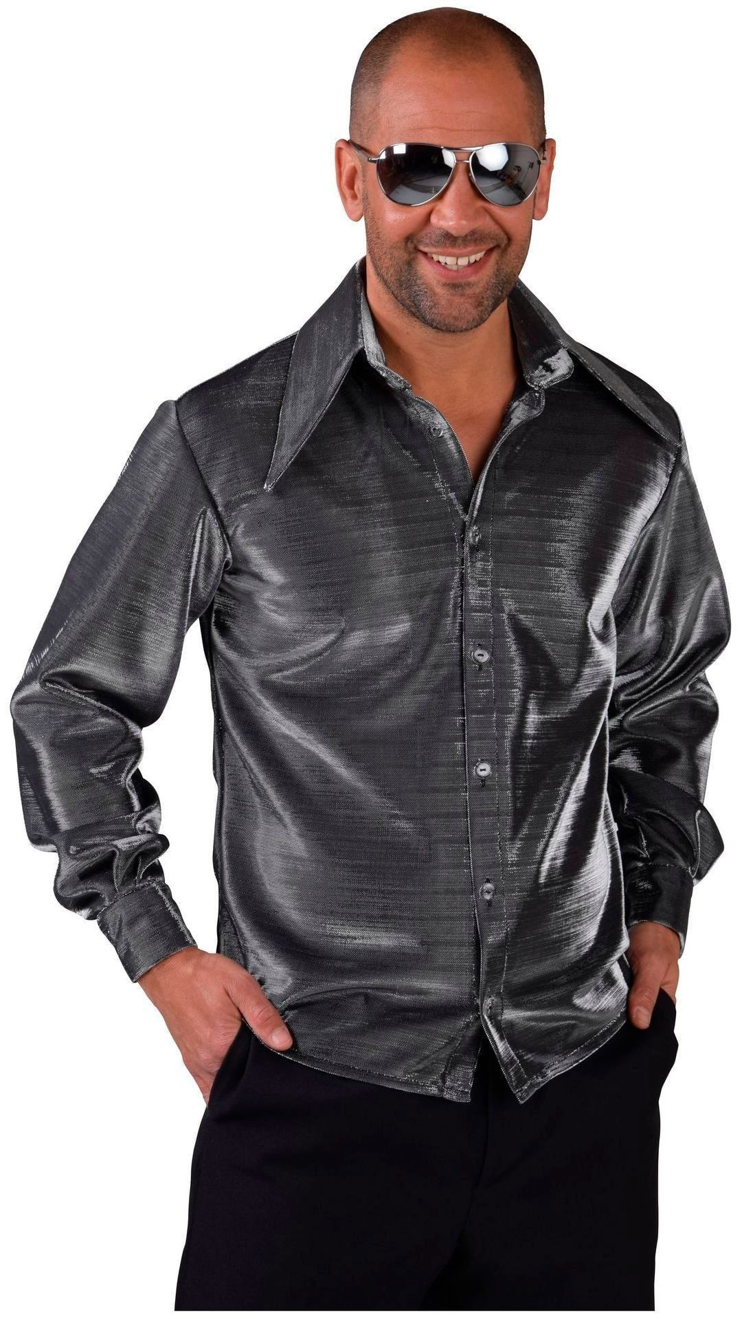 Carnavals blouse heren zilver