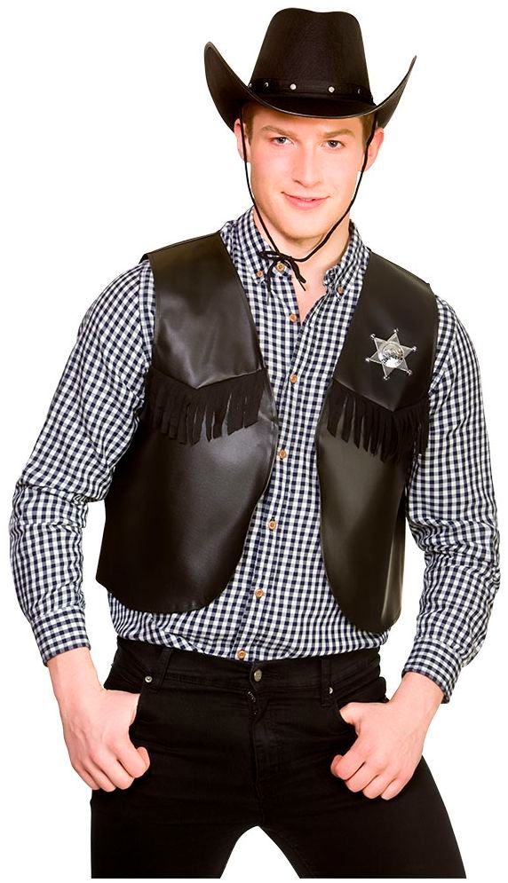 Carnavals sheriff vest zwart