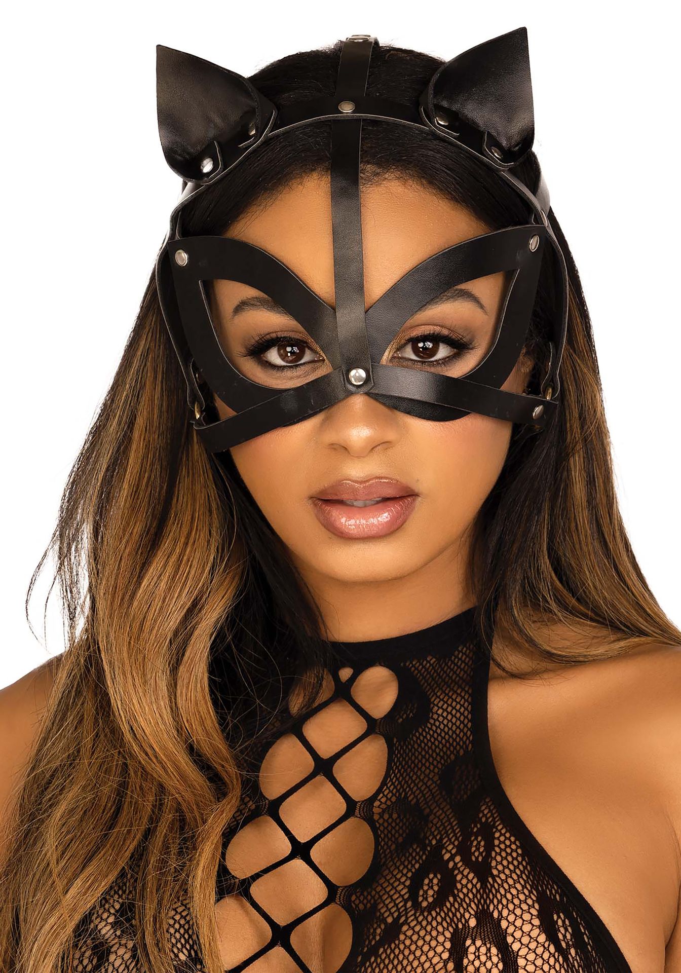Catwoman zwarte leren kat masker