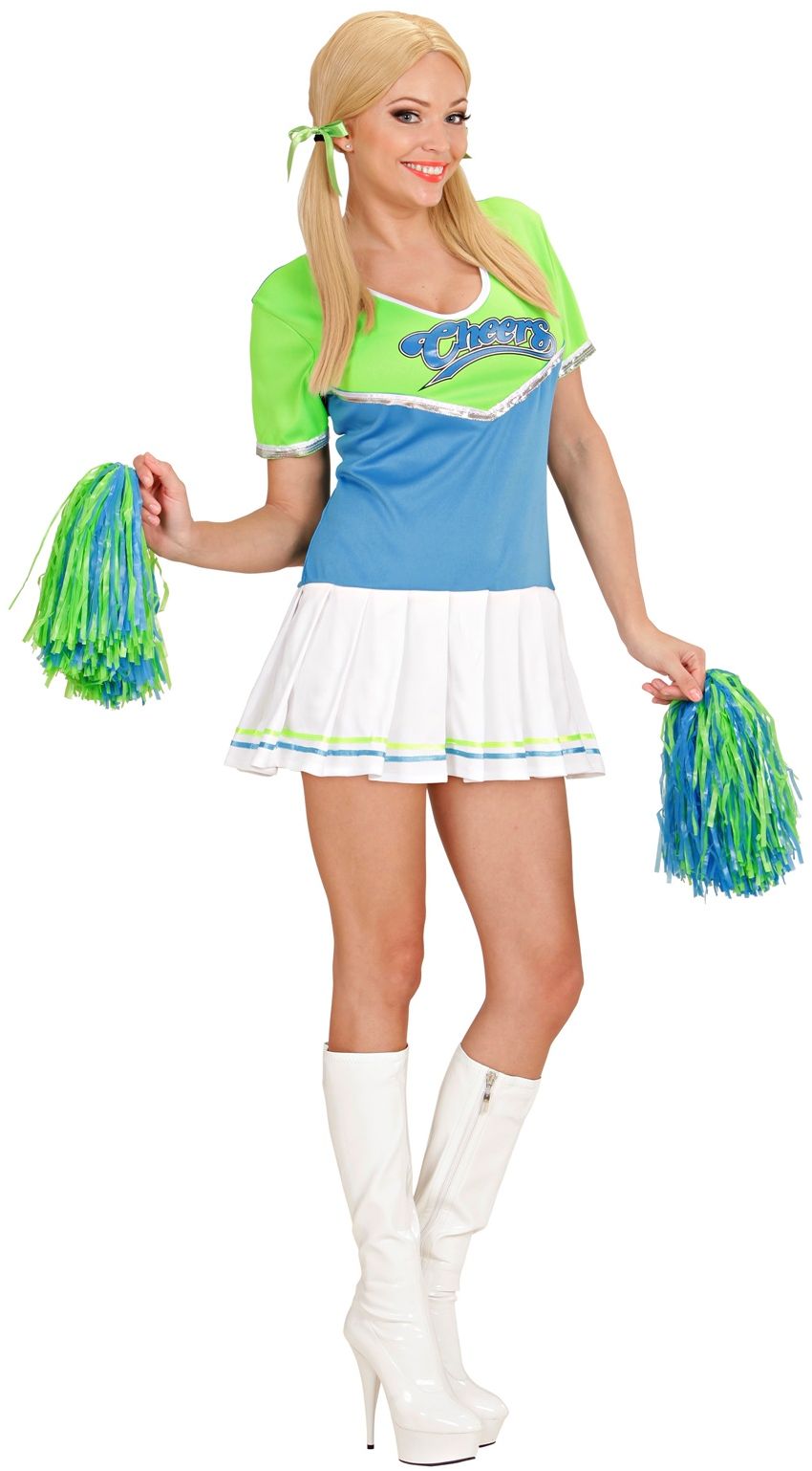 Cheerleader outfit dames blauw groen