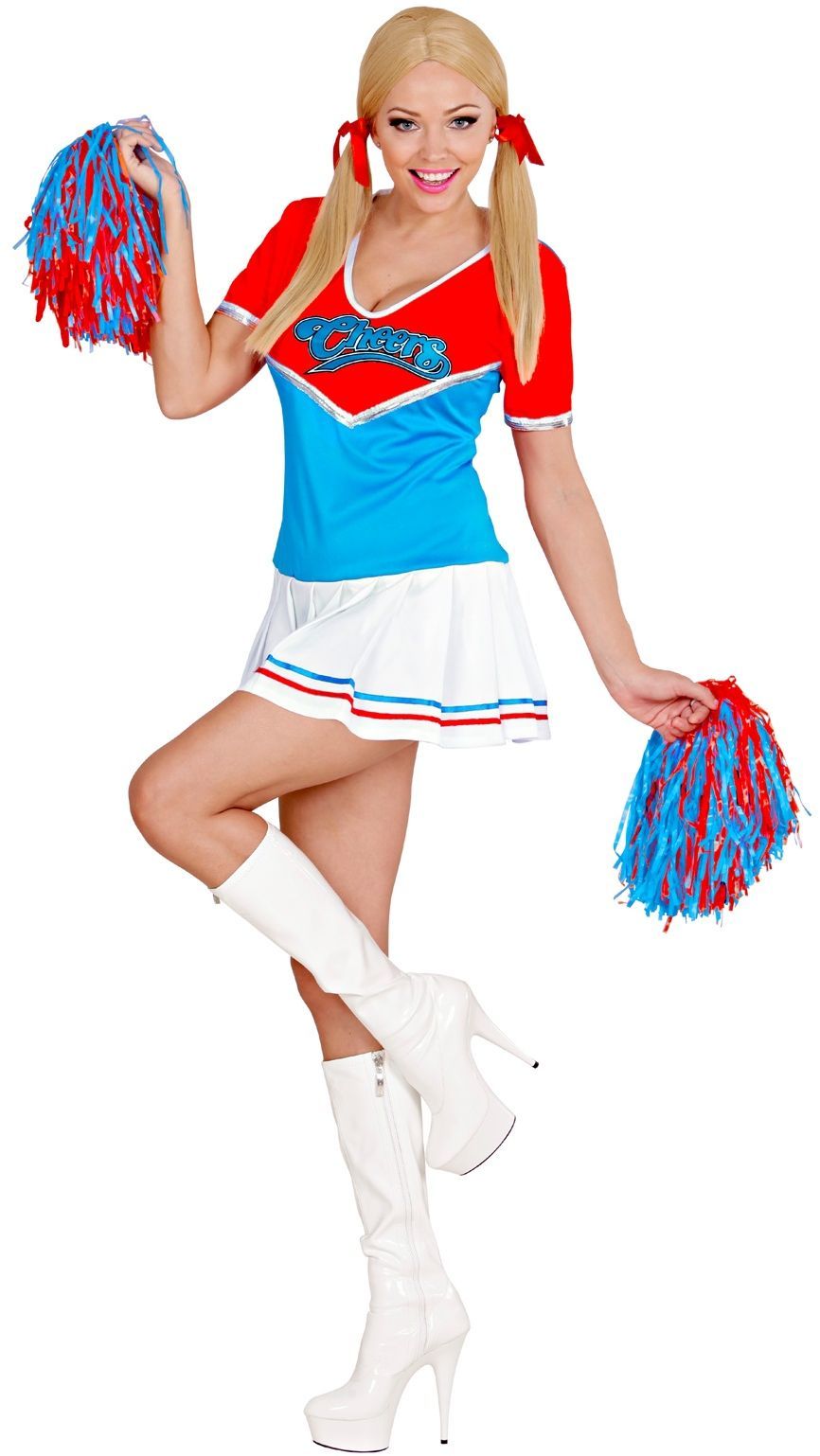 Cheerleader outfit dames rood blauw