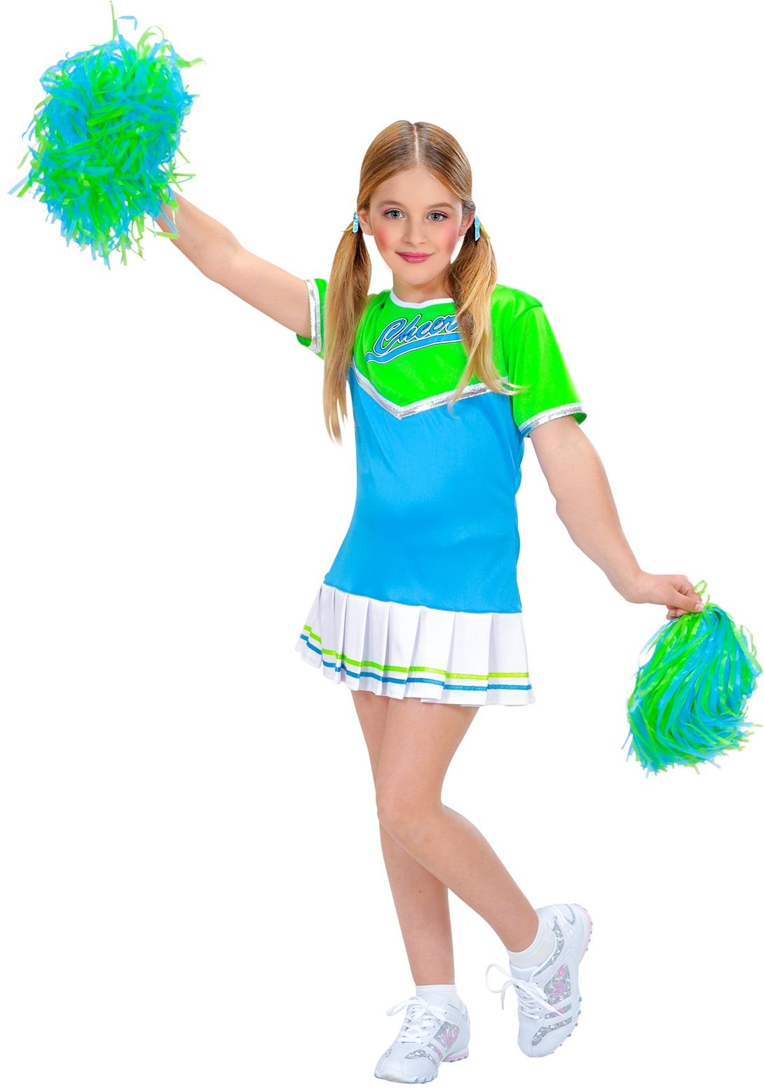 Cheerleader outfit meisjes blauw groen