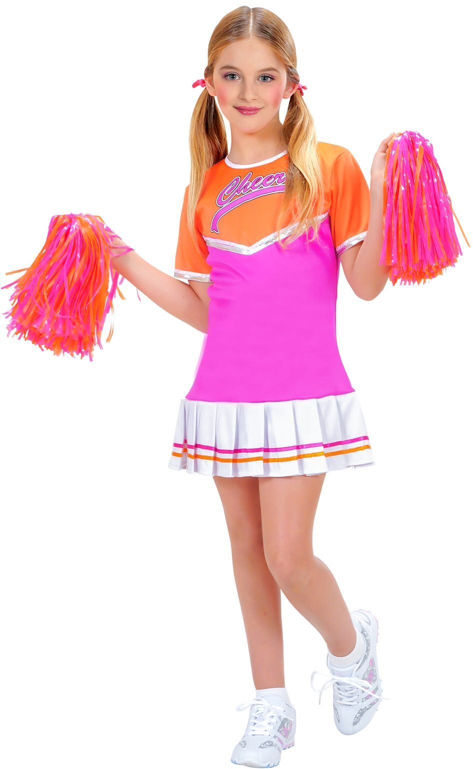 Cheerleader outfit meisjes roze oranje
