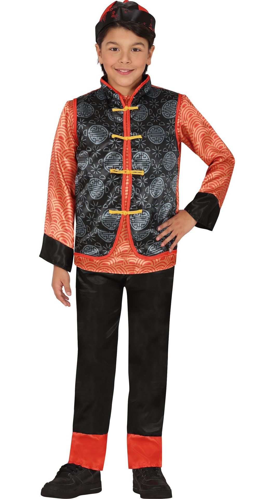 Chineze kinderoutfit rood zwart jongens