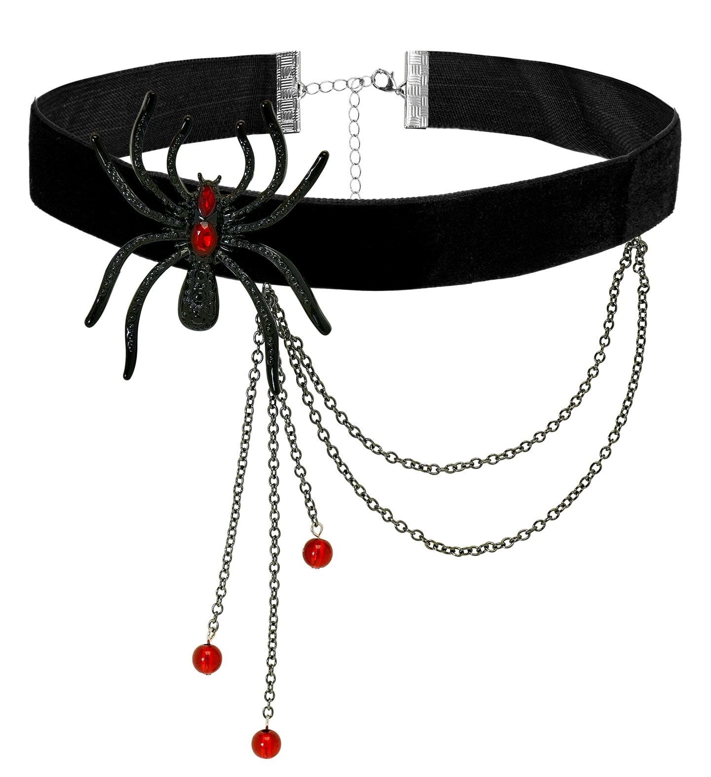 Choker Zwart met Spin Rood