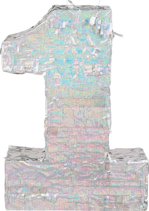Cijfer '1' Verjaardag Piñata Holografisch Zilver 40Cm