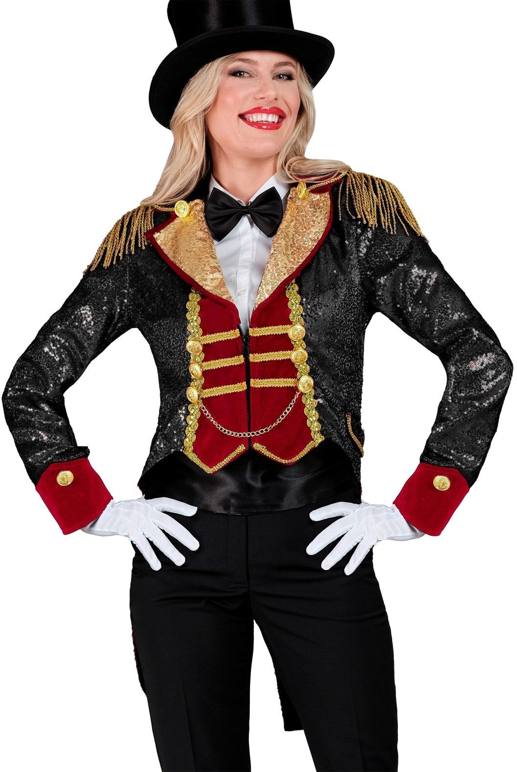 Circus Pailletten Jas Zwart Rood Dames