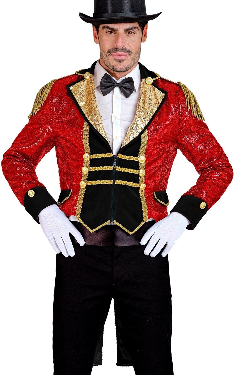 Circus Pailletten Jas Zwart Rood Mannen