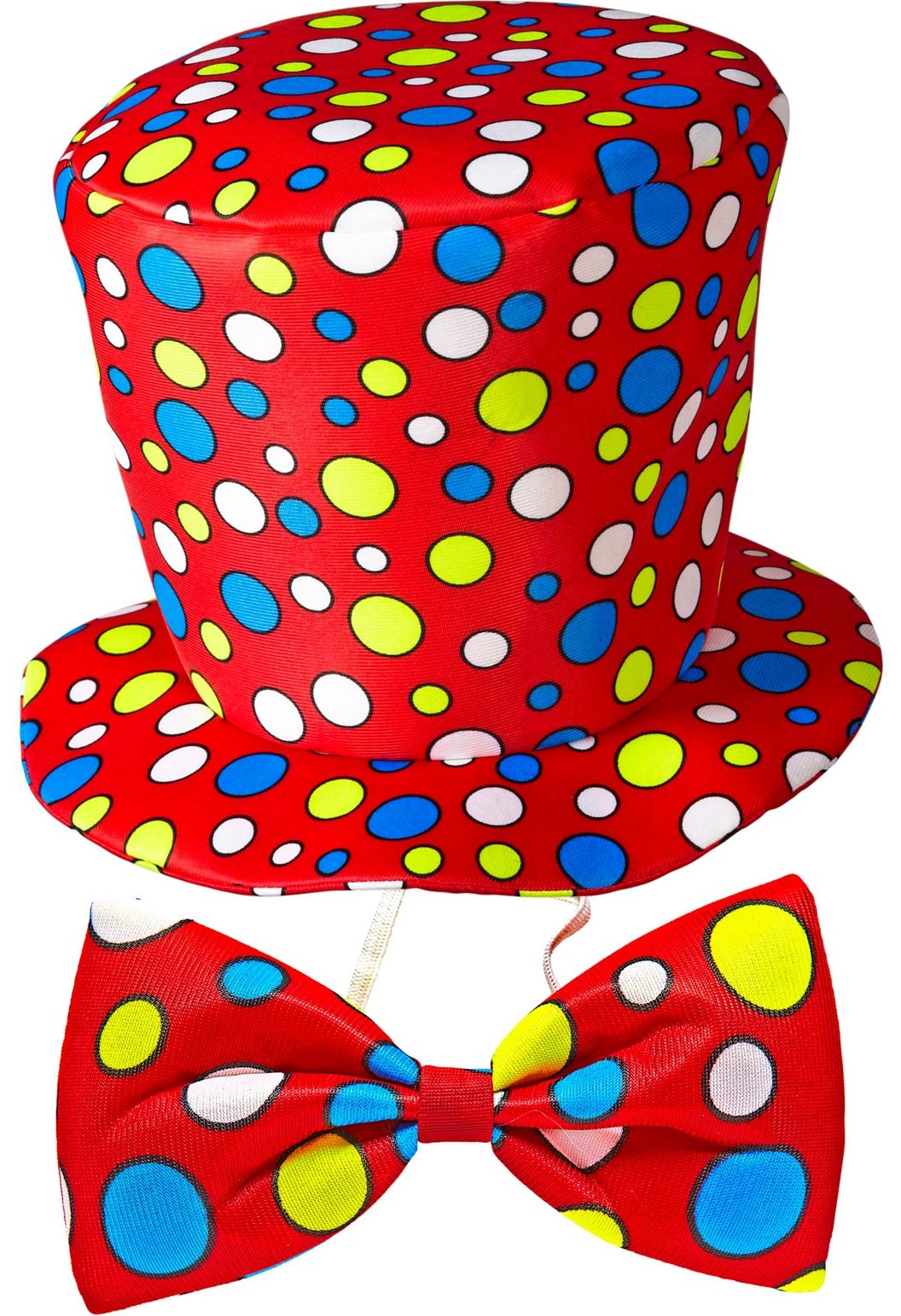 Clown hoed rood met stippen en vlinderstrik