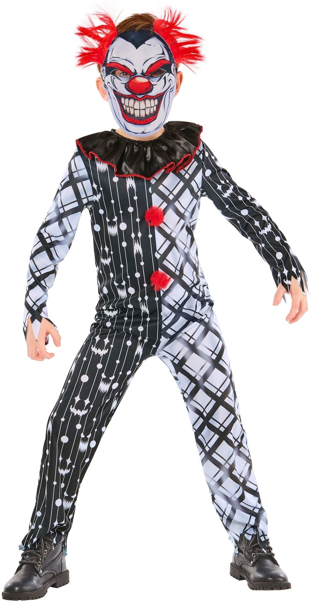 Clown Outfit Jongens Zwart Wit Rood