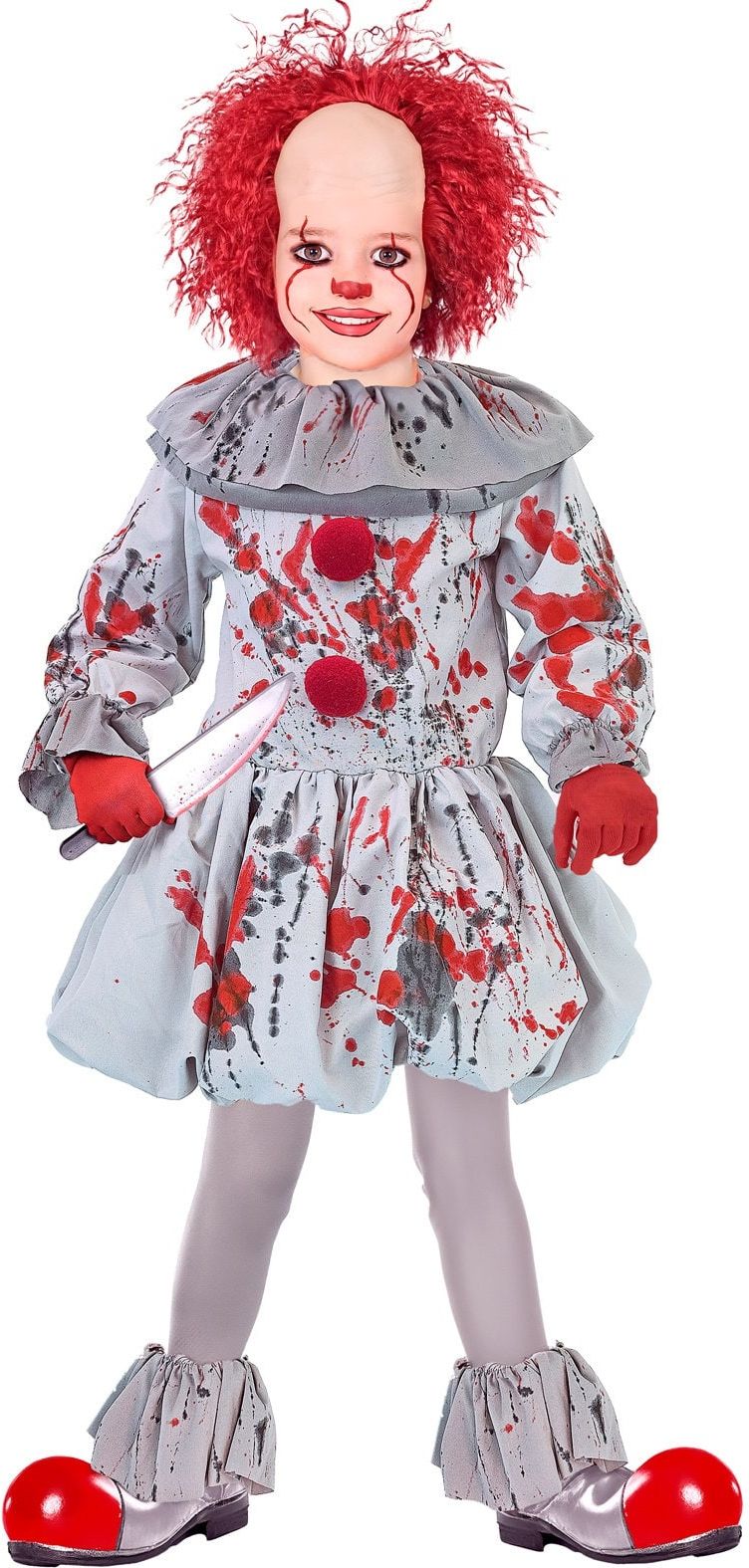 Clown Pak Retro Halloween Grijs Kinderen Jongens Meisjes
