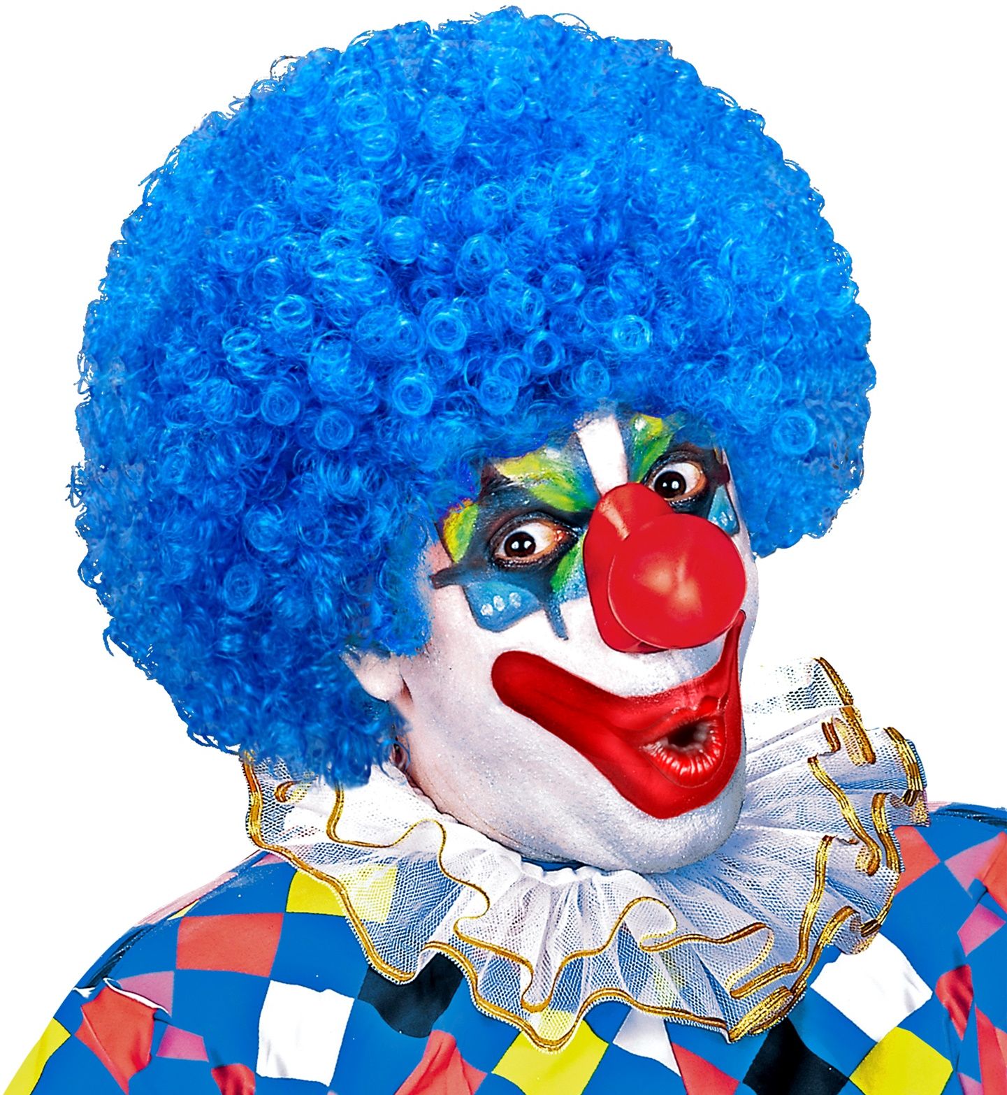 Clown pruik licht blauw