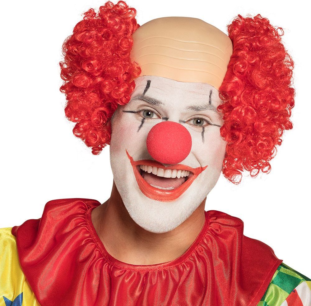 Clown pruik met kaal hoofd