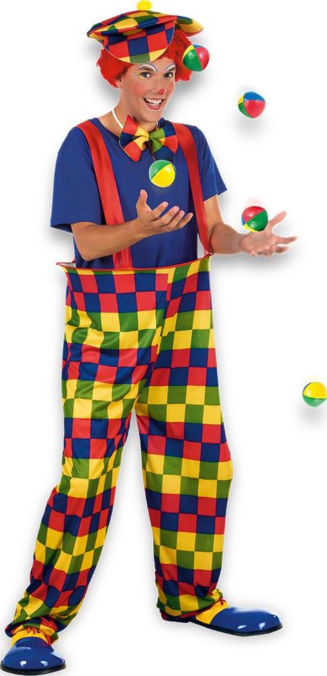 Clown Tuinbroek met Pet en Strik Man