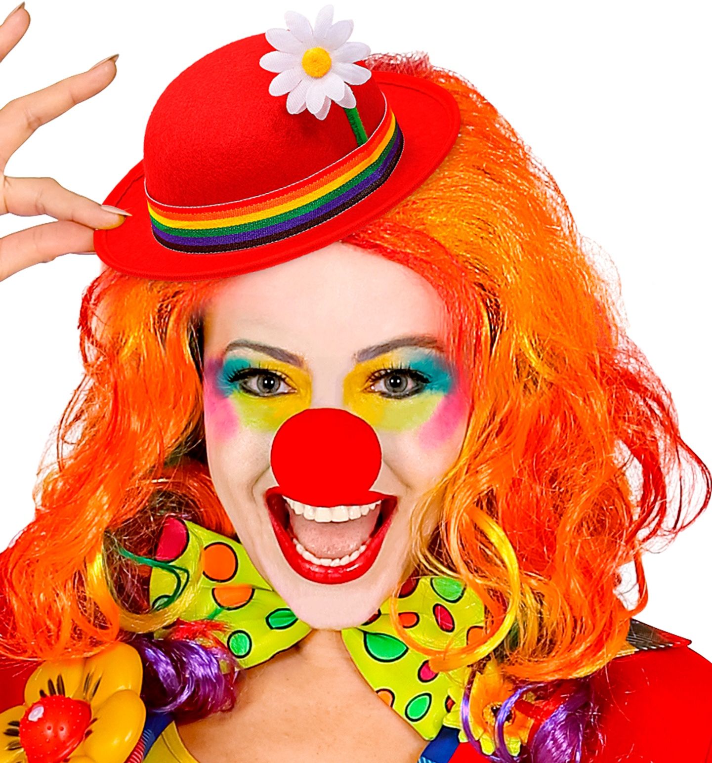 Clowns hoed met bloem