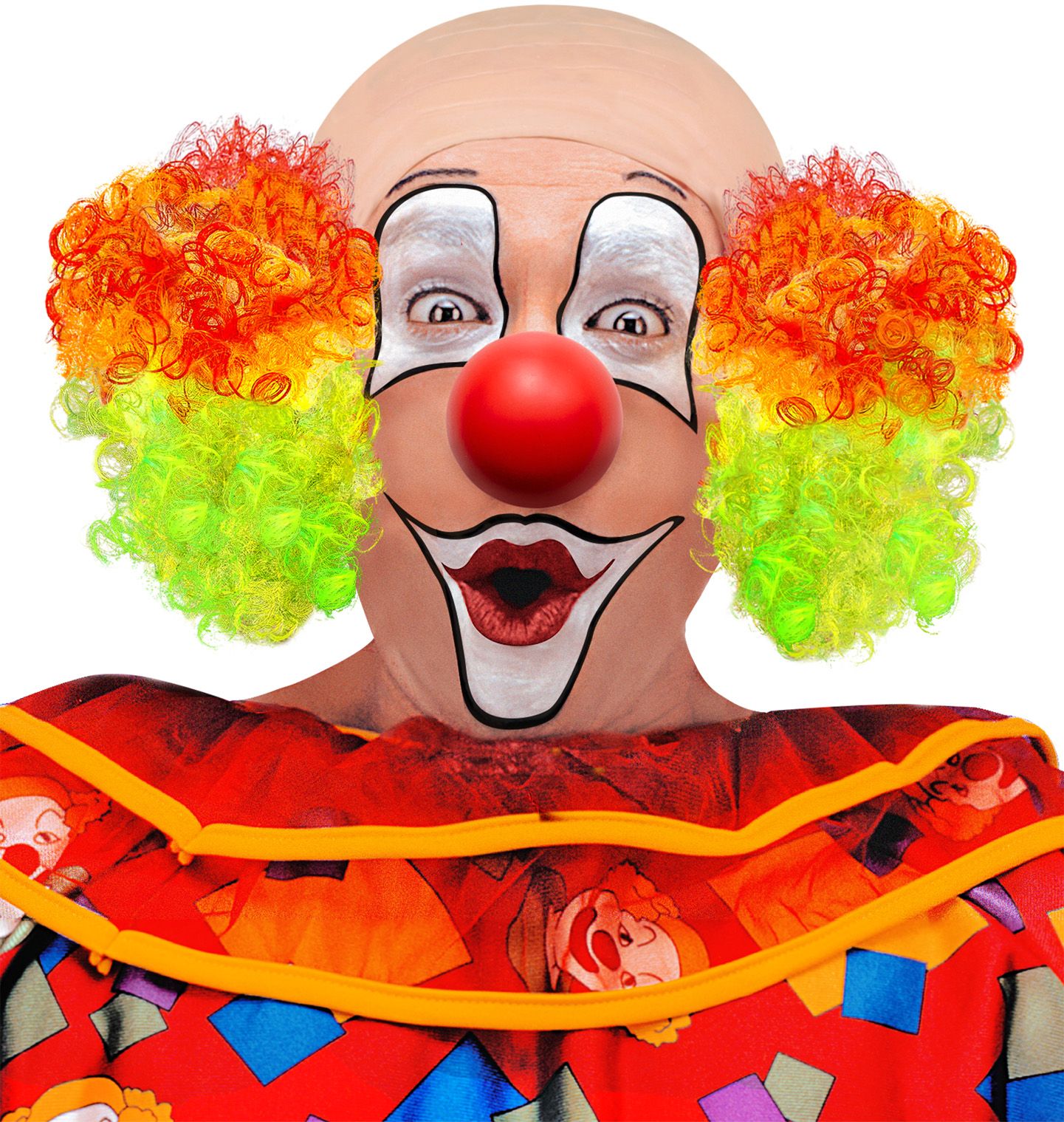 Clowns pruik met kaal hoofd