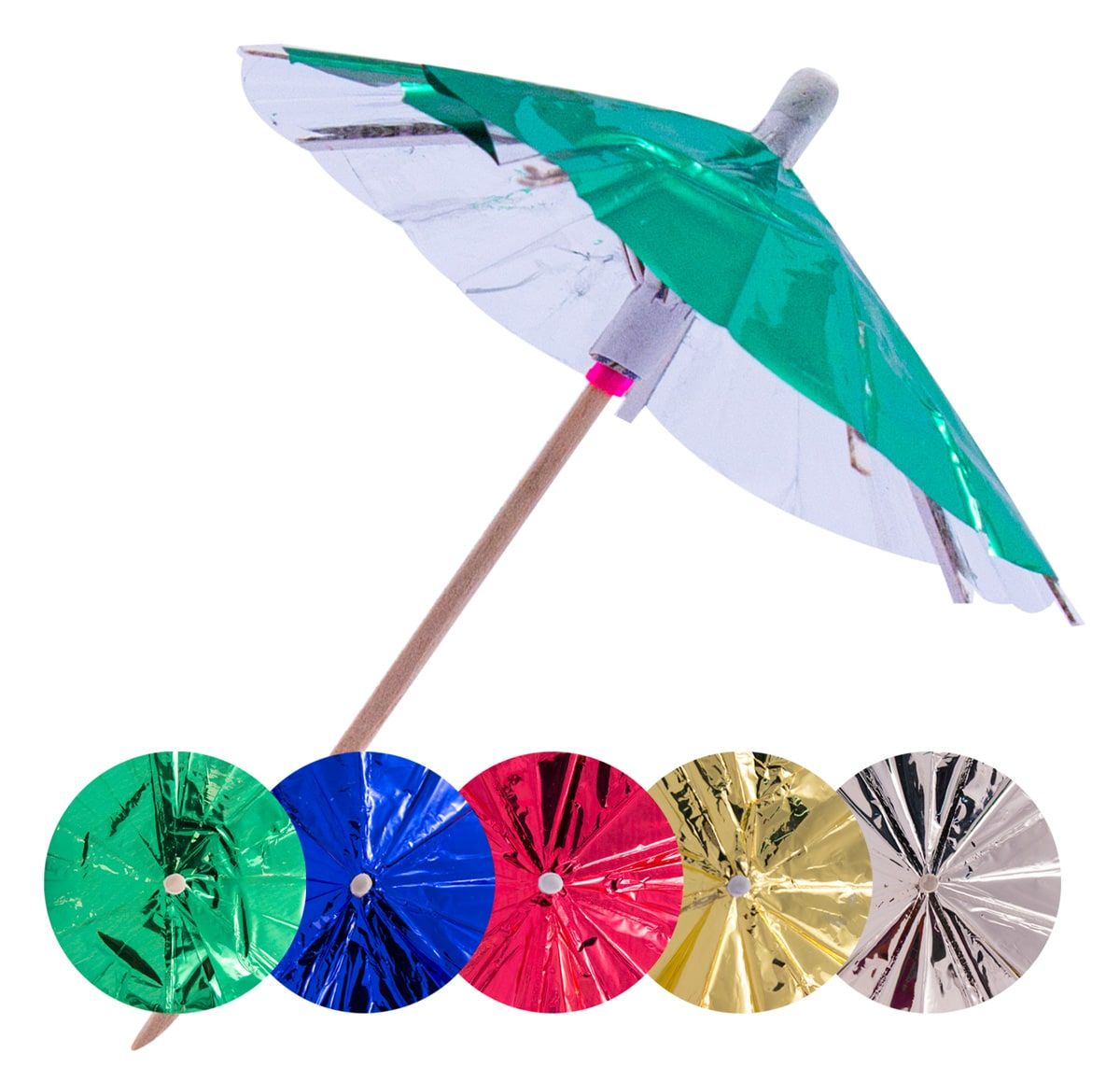 Cocktail prikkers 15 stuks parasols metallic