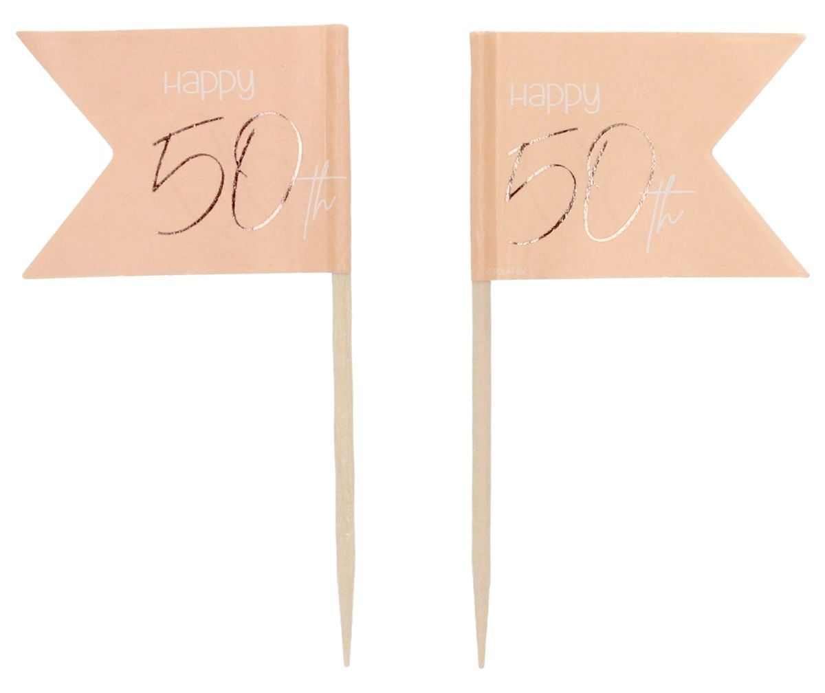 Cocktail prikkers 36 stuks lush blush 50 jaar