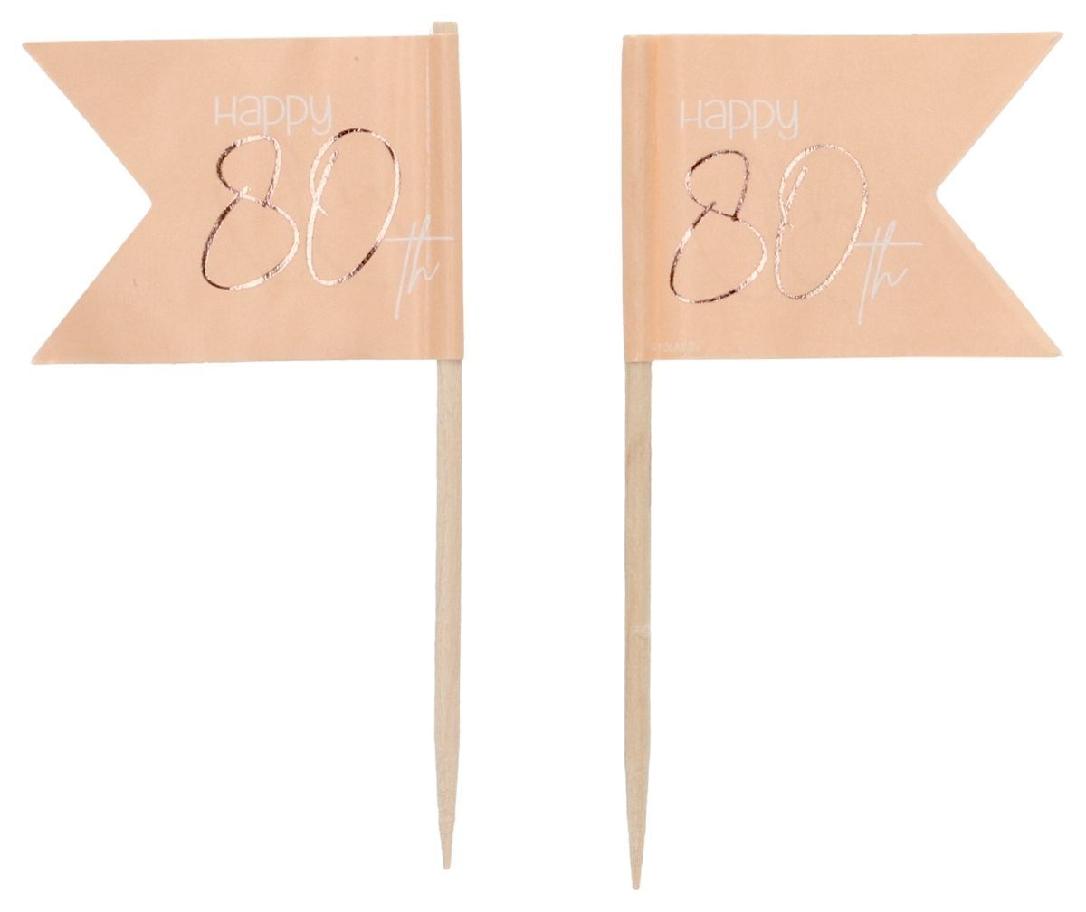 Cocktail prikkers 36 stuks lush blush 80 jaar