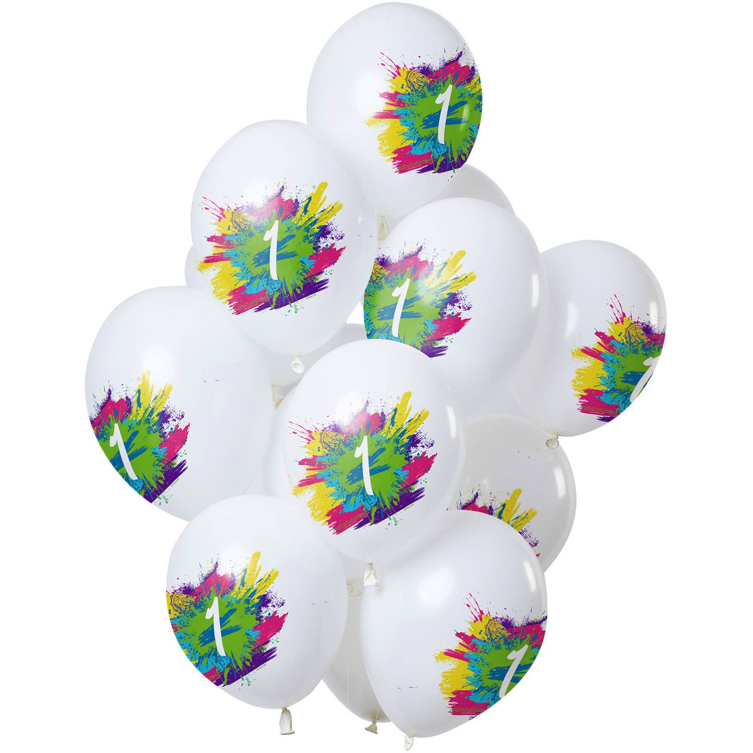 Color splash 1 jaar ballonnen 12 stuks