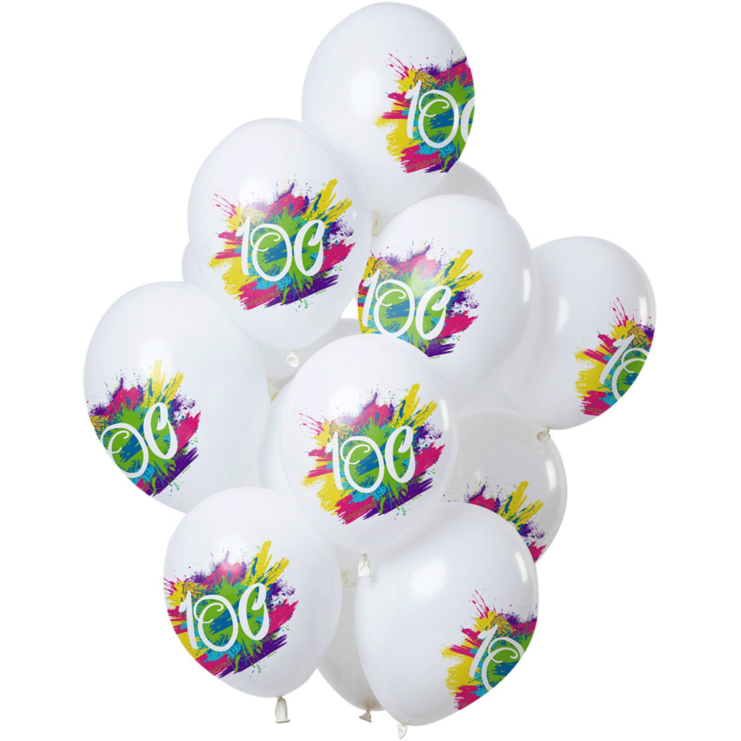 Color splash 100 jaar ballonnen 12 stuks