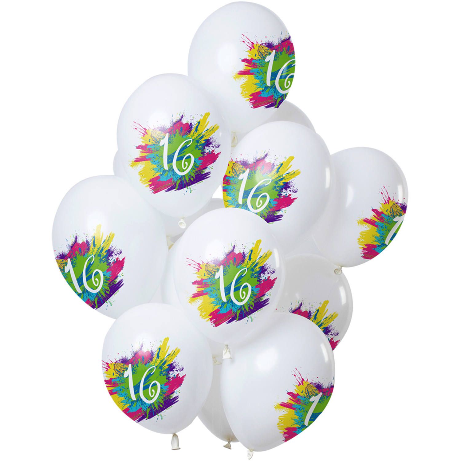 Color splash 16 jaar ballonnen 12 stuks