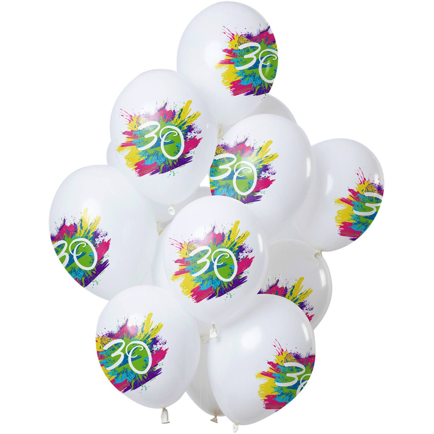 Color splash 30 jaar ballonnen 12 stuks