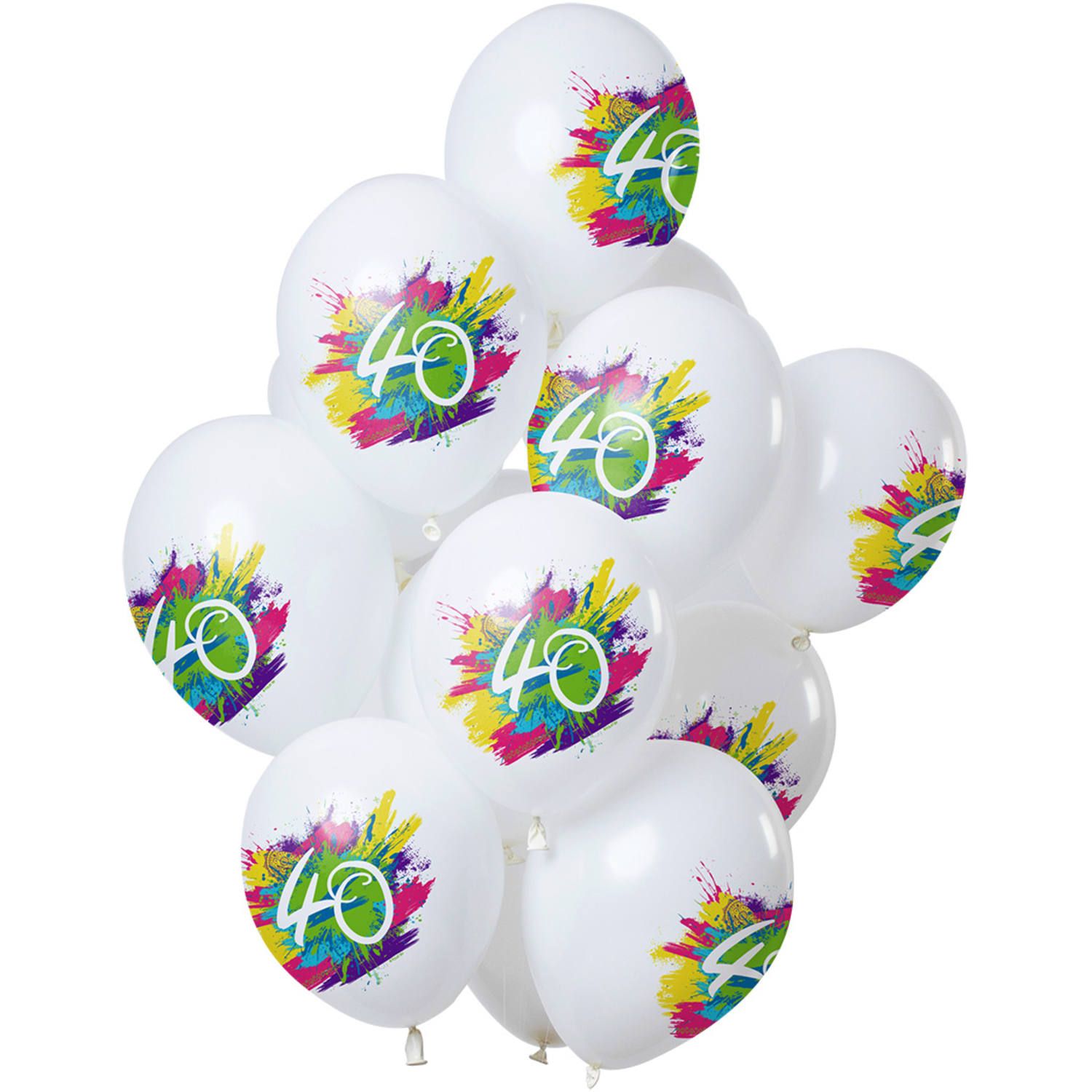 Color splash 40 jaar ballonnen 12 stuks