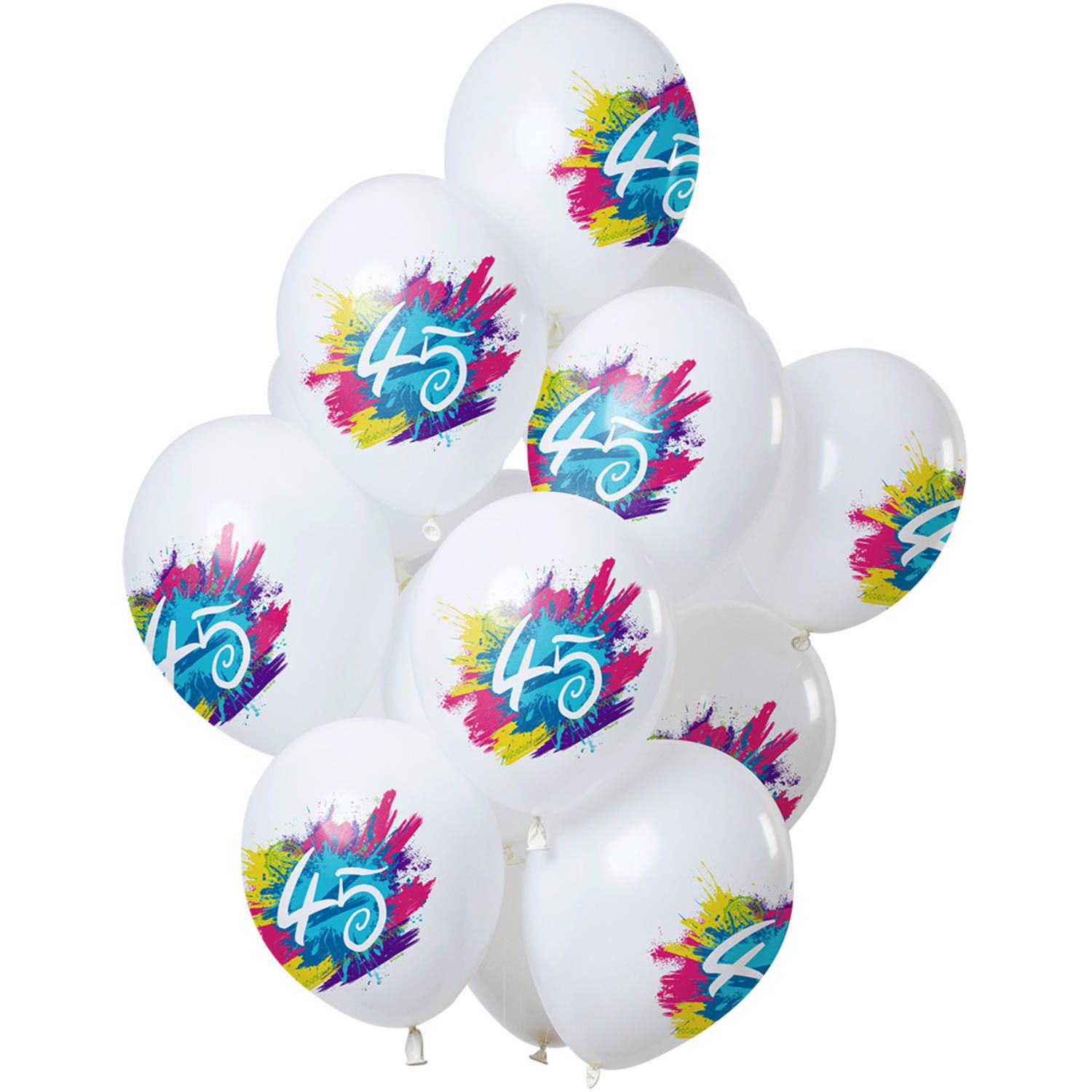 Color splash 45 jaar ballonnen 12 stuks