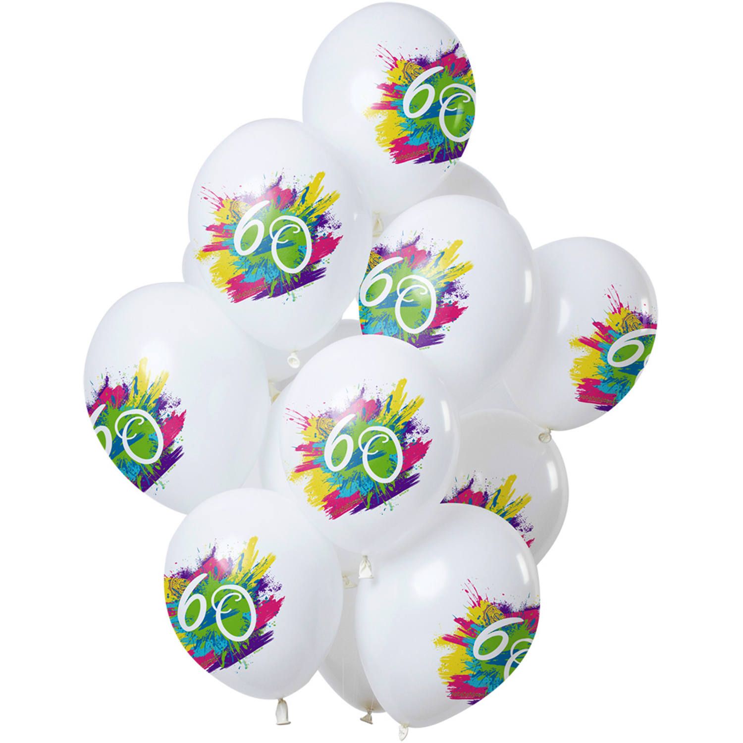 Color splash 60 jaar ballonnen 12 stuks