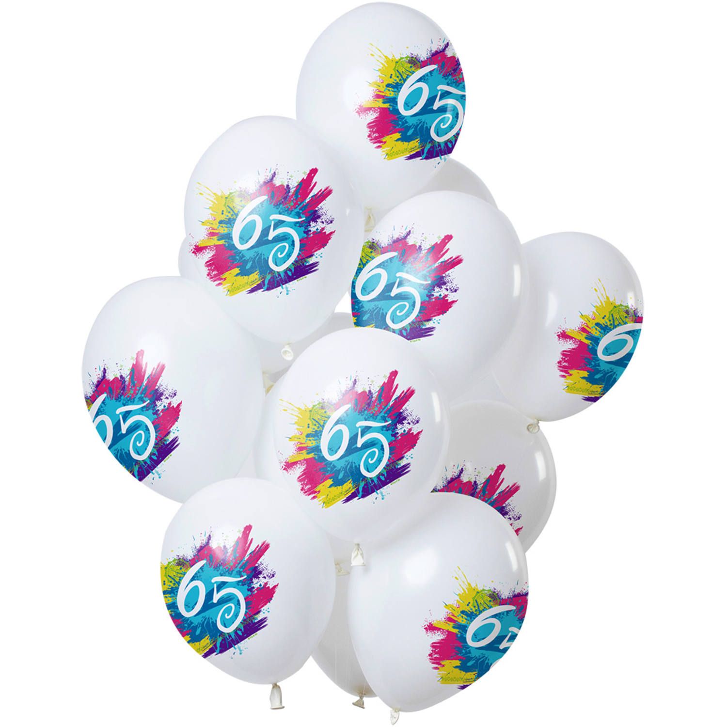 Color splash 65 jaar ballonnen 12 stuks