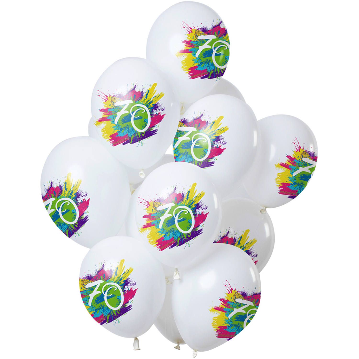 Color splash 70 jaar ballonnen 12 stuks