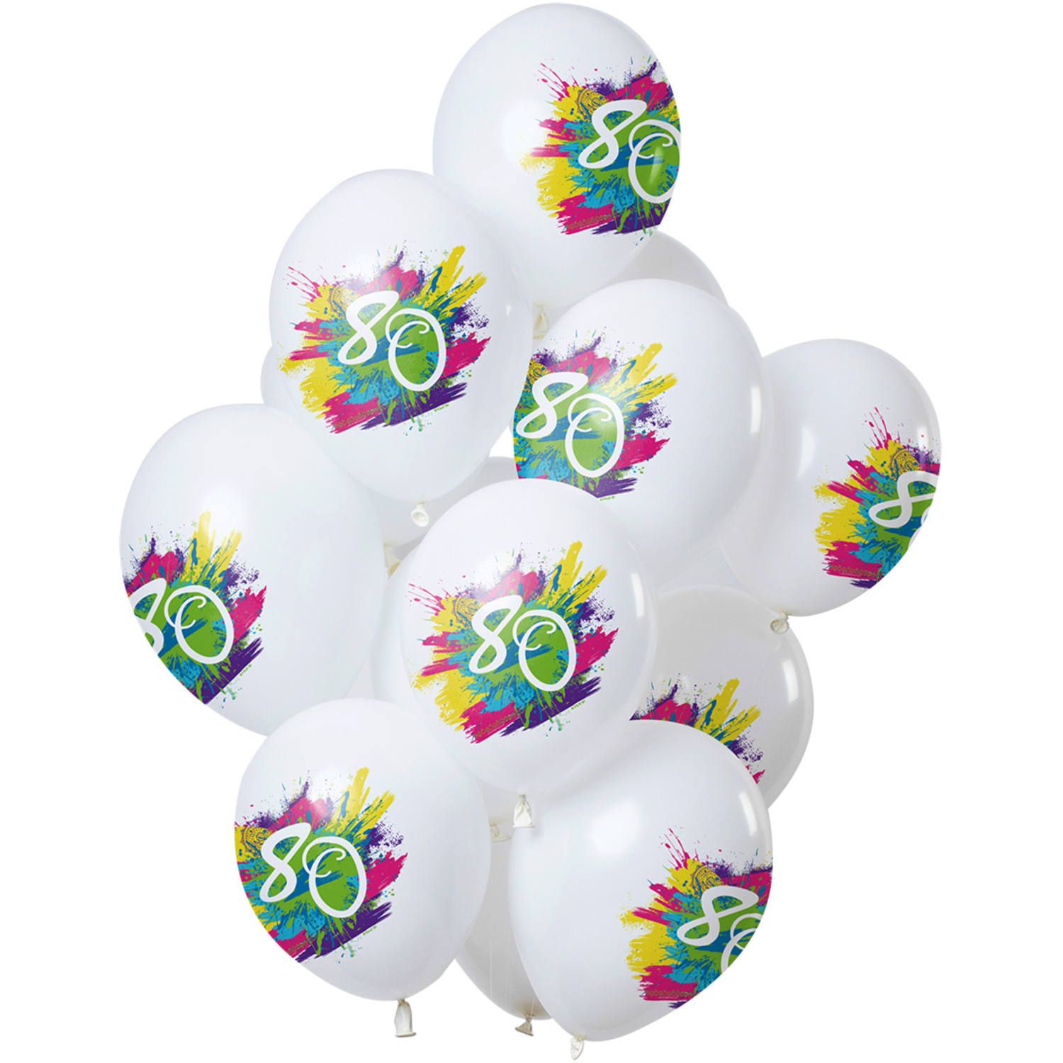 Color splash 80 jaar ballonnen 12 stuks
